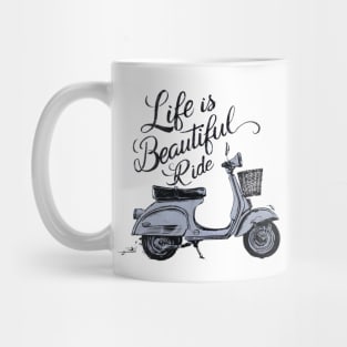 Life is beautiful ride vintage, retro, asthetic typography Mug